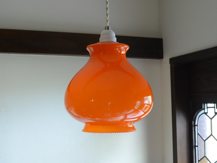 ヴィンテージ オレンジミルクガラス ペンダントランプ｜アンティーク照明・ランプ｜CHELSEA antique＆decoration（チェルシー）
