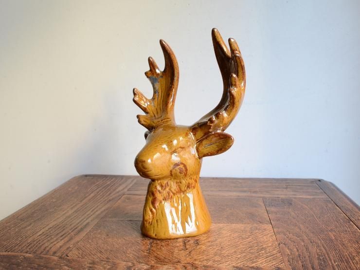 骨董　鹿のオブジェ　残欠　陶製　セラミック　アンティーク　ヴィンテージ　古美術 骨董 鹿のオブジェ 残欠 陶製 セラミック アンティーク