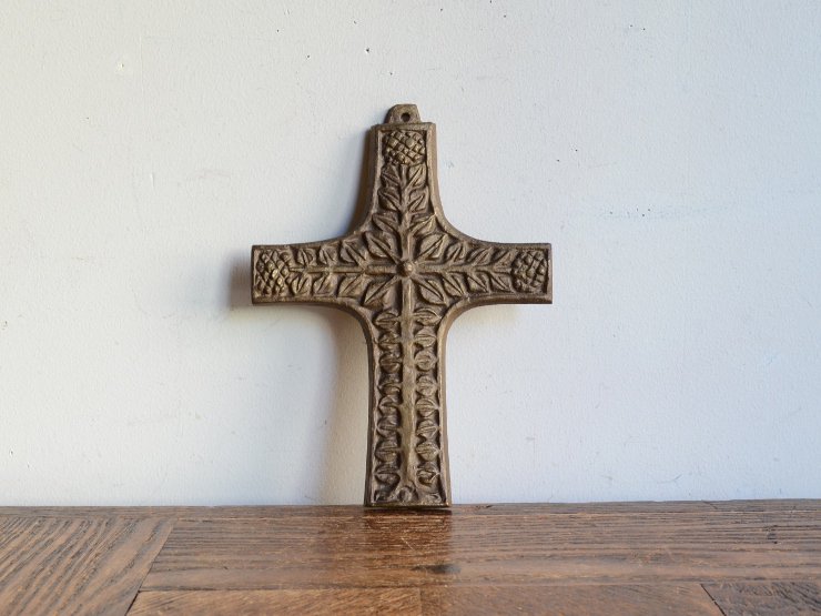 [new] 真鍮クロス（十字架）ウォールデコレーション（H16cm）