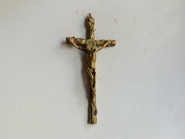 [new] 真鍮クロス（十字架）ウォールデコレーション（H27cm）