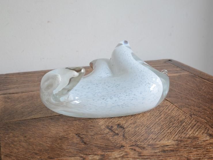 h297☆美品☆シロクマ☆アンティーク☆置物☆値下げしました☆☆☆ シロクマモチーフ 陶器オブジェ（H18×W37）｜アンティーク雑貨