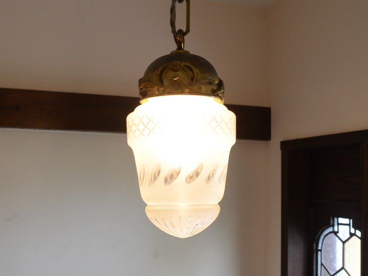 アンティーク カットガラス 真鍮ペンダントランプ｜アンティーク照明・ランプ｜CHELSEA antique＆decoration（チェルシー）