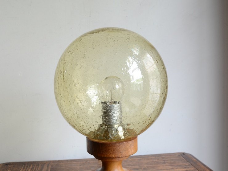ヴィンテージ ガラスシェード付 木製テーブルランプ (H24cm)｜アンティーク照明・ランプ｜CHELSEA  antique＆decoration（チェルシー）