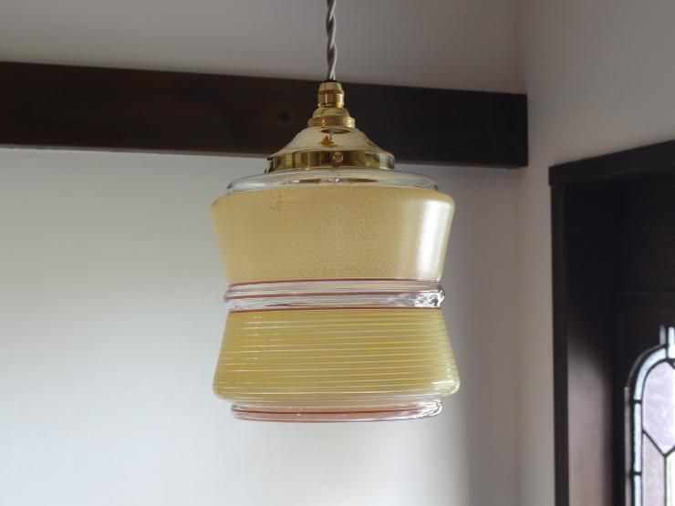 ヴィンテージ デザインガラスペンダントランプ｜アンティーク照明