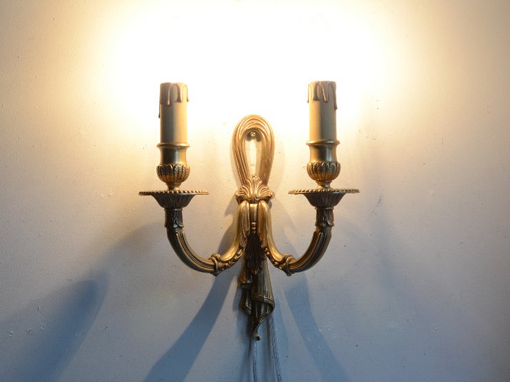 [new] アンティーク 真鍮2灯ウォールランプ（在庫2）