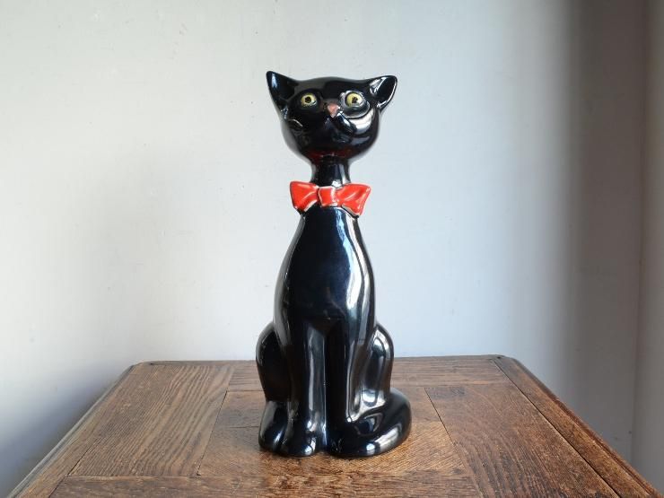 黒猫モチーフ ヴィンテージ陶器オブジェ｜アンティーク雑貨