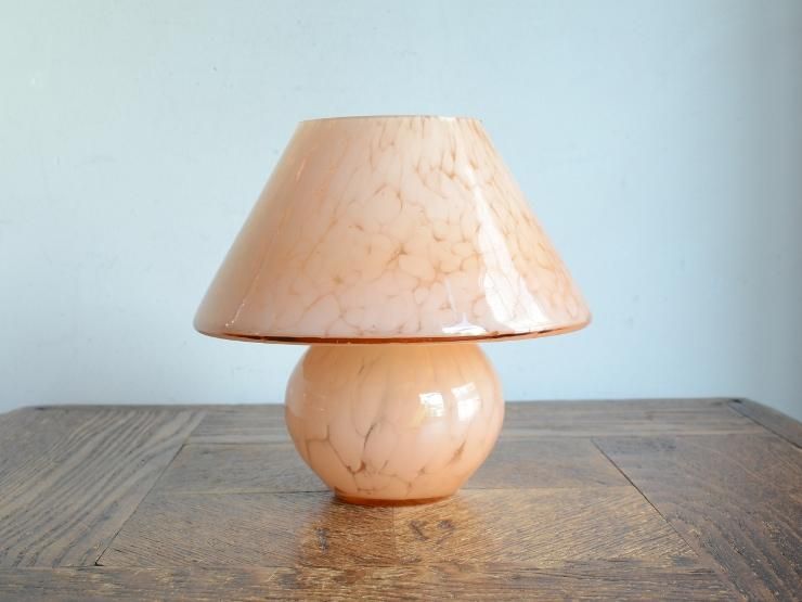 ヴィンテージ マッシュルーム型 ガラステーブルランプ（H14cm