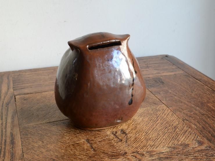 ヴィンテージ フクロウモチーフ 陶器オブジェ（貯金箱