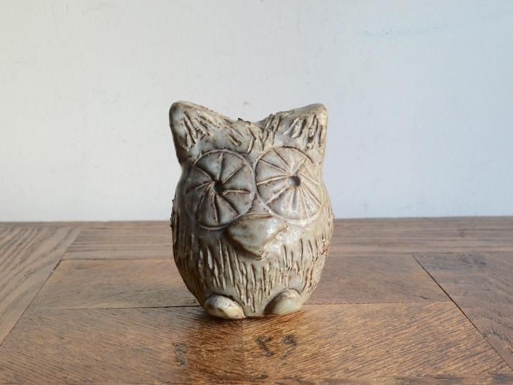 ＊フクロウのオブジェ＊　アンティーク品 アンティークの真鍮雑貨、幸せを運んでくるフクロウのオブジェ(m