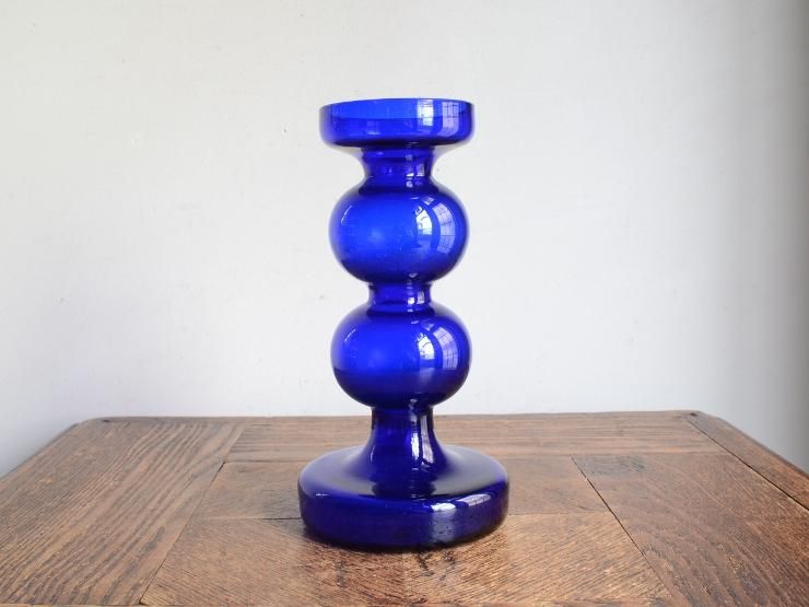 ジャパン ヴィンテージ ガラス ベース ブルー 青 気泡 花器 花瓶 ビンテージ Vintage Aqua Blue glass flower vase/ビンテージ アクアブルー