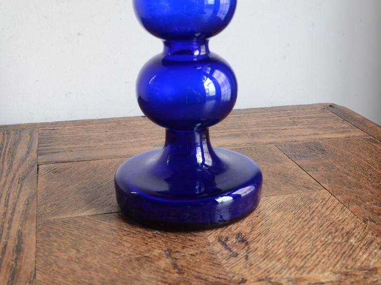 ヴィンテージ ブルーガラス フラワーベース（H17cm