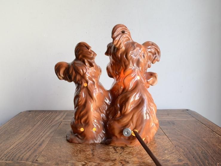 ヴィンテージ 犬モチーフ 陶器テーブルランプ（H17.5cm