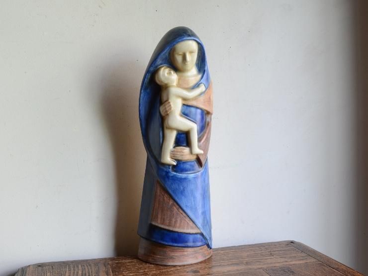 ヴィンテージ マリアモチーフ 陶器オブジェ （H31cm）｜アンティーク