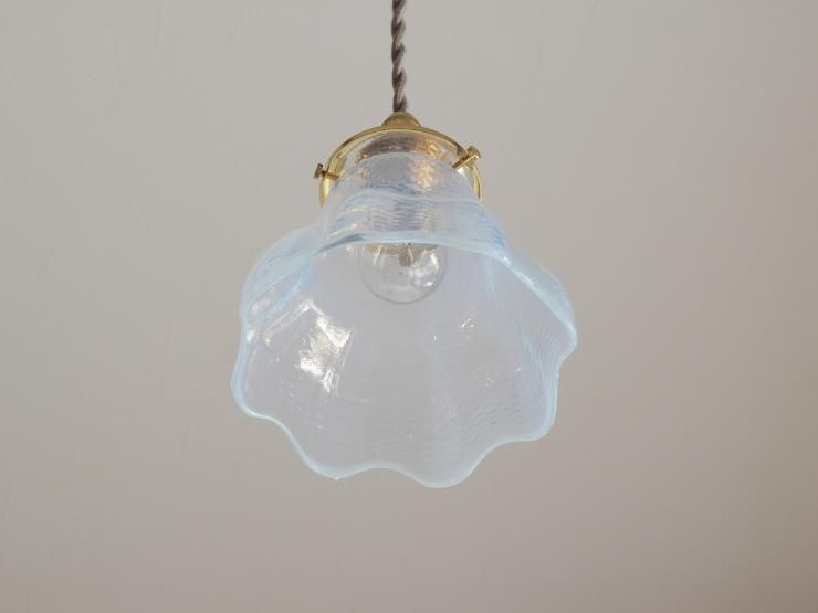 アンティーク オパールセントガラス ペンダントランプ