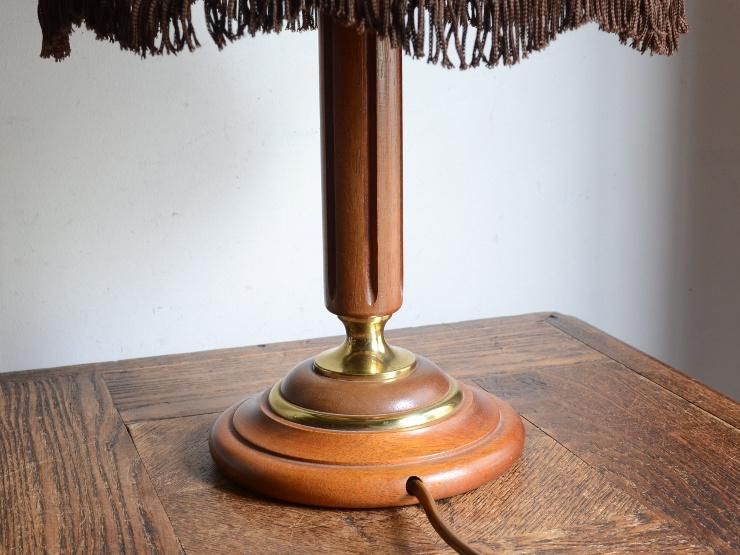 ヴィンテージ フリンジシェード 木製テーブルランプ（H42cm