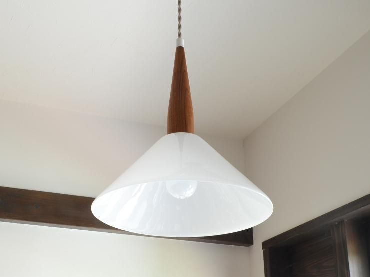 ヴィンテージ ミルクガラスシェード ペンダントランプ｜アンティーク