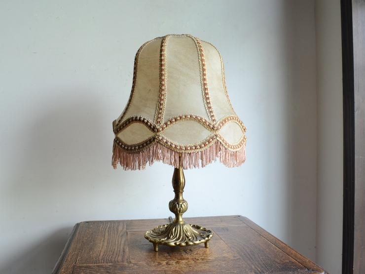 ヴィンテージ フリンジシェード 真鍮テーブルランプ（H38cm