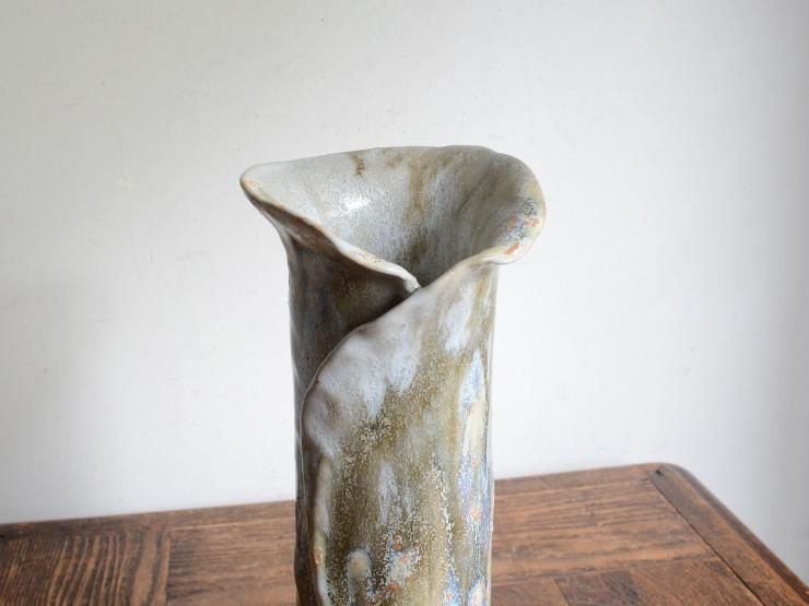 ヴィンテージ 陶器フラワーベース（H22cm）｜アンティーク雑貨