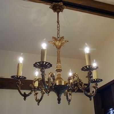 ヴィンテージ 真鍮 6灯シャンデリア｜アンティーク照明・ランプ