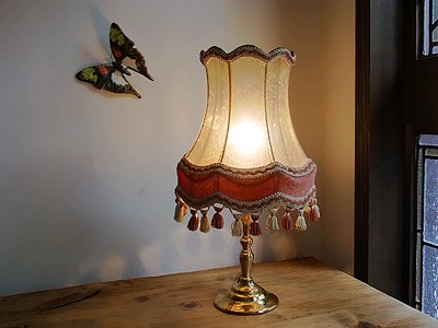 フリンジ付魚皮シェード スタンドランプ｜アンティーク照明・ランプ