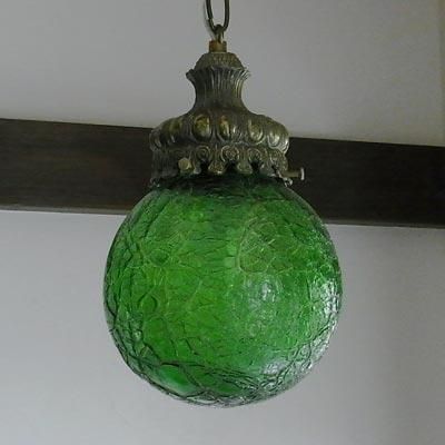 和ガラス オイルランプ アンティーク 緑色 硝子 工芸品