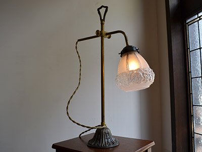 ローズ柄クリアガラスシェード 真鍮テーブルランプ｜アンティーク照明・ランプ｜CHELSEA antique＆decoration（チェルシー）