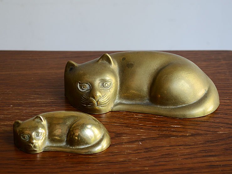 猫モチーフ マトリョーシカ風真鍮 オブジェ｜アンティーク雑貨 