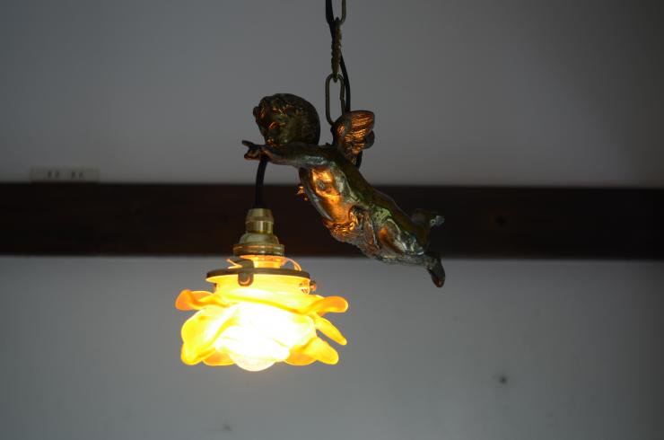 フランス 真鍮シャンデリア 天使シャンデリア 天使ランプ - ライト/照明