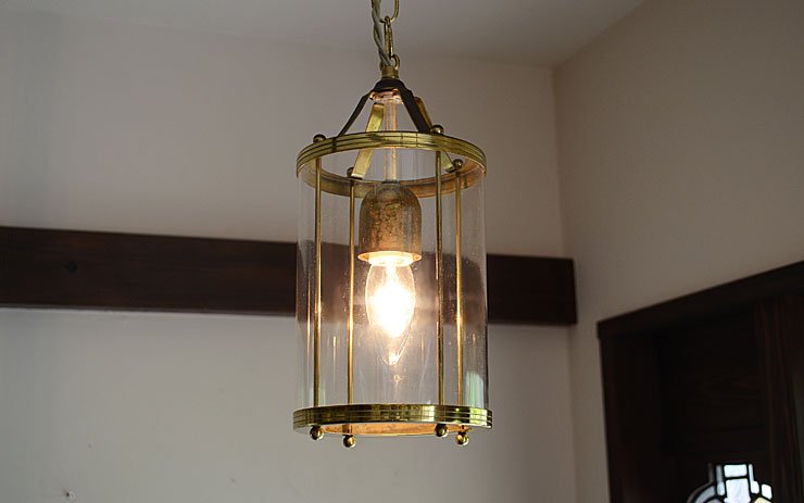 ランタン型 真鍮ガラスペンダントランプ｜アンティーク照明
