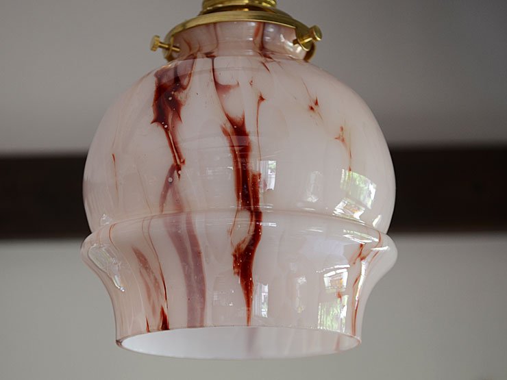 チェリー×ピンク ミルクガラスペンダントランプ｜アンティーク照明・ランプ｜CHELSEA antique＆decoration（チェルシー）