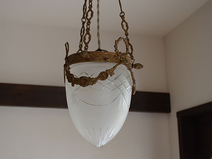 アンティーク アーモンド型カットガラス 真鍮ペンダントランプ｜アンティーク照明・ランプ｜CHELSEA antique＆decoration