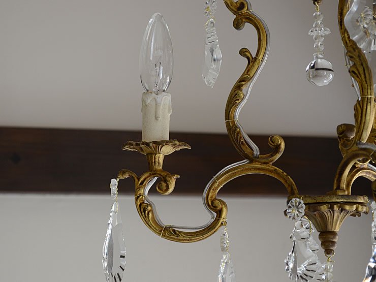 クリスタルガラス 3灯真鍮シャンデリア｜アンティーク照明・ランプ｜CHELSEA antique＆decoration（チェルシー）