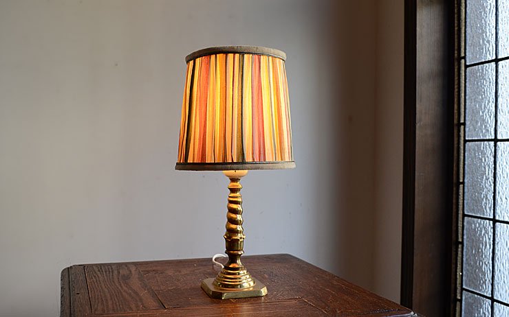 ストライプ柄シェード 真鍮テーブルランプ｜アンティーク照明・ランプ｜CHELSEA antique＆decoration（チェルシー）