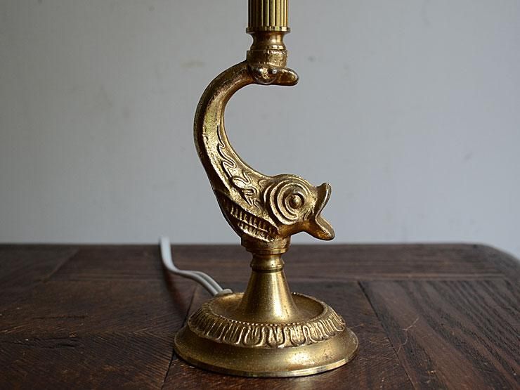 ✳︎メッシ✳︎vintage lampテーブルランプ✨パニエシェード✖️大理石 シェード付 お魚モチーフ テーブルランプ｜アンティーク照明