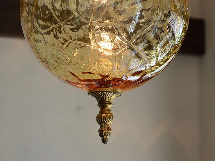 ヴィンテージ ハニーイエローガラス ペンダントランプ｜アンティーク照明・ランプ｜CHELSEA antique＆decoration（チェルシー）