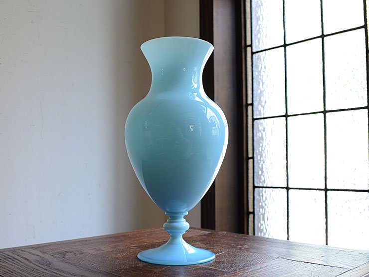 ビンテージ フラワーベース Opaline Glass 花瓶 オパリン フランス