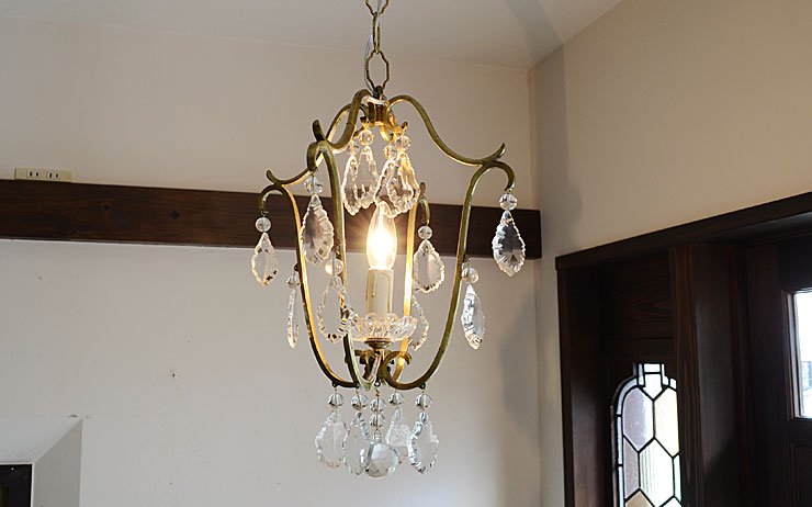 アンティーク クリスタルガラス 真鍮ペンダントランプ｜アンティーク照明・ランプ｜CHELSEA antique＆decoration（チェルシー）
