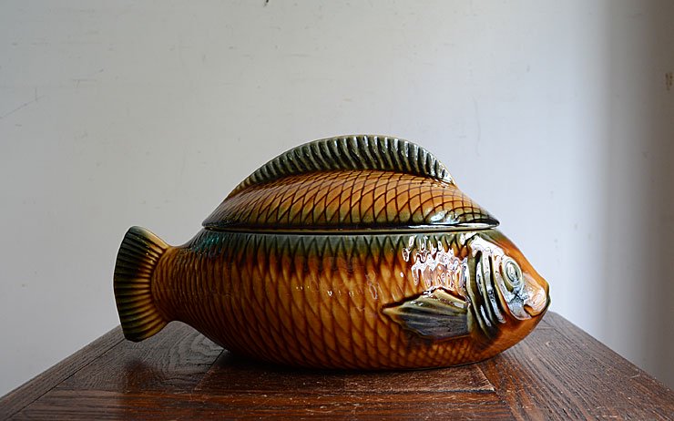 フランス Sarreguemines サルグミンヌ 魚モチーフポット アンティーク雑貨 Chelsea Antique Decoration チェルシー