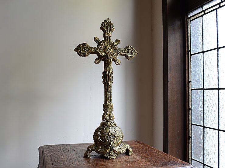 アンティーク クロス（十字架） 真鍮卓上オブジェ｜アンティーク雑貨