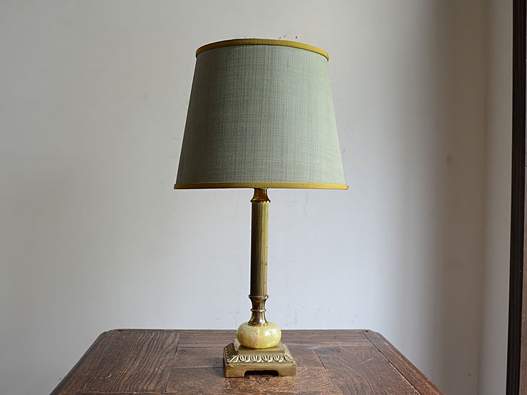 シェード付 真鍮×マーブルテーブルランプ（H37cm）｜アンティーク照明・ランプ｜CHELSEA antique＆decoration（チェルシー）
