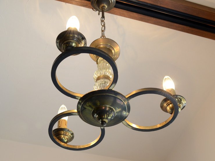 アンティーク 真鍮×ガラス3灯シャンデリア｜アンティーク照明・ランプ｜CHELSEA antique＆decoration（チェルシー）