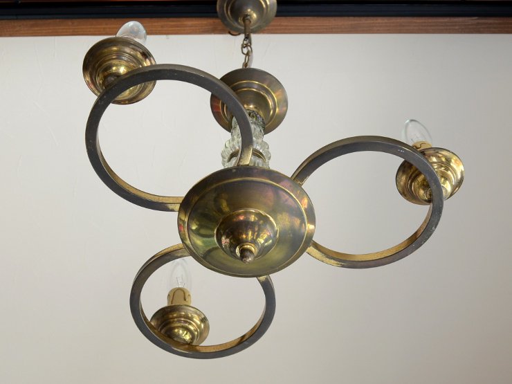 アンティーク 真鍮×ガラス3灯シャンデリア｜アンティーク照明・ランプ｜CHELSEA antique＆decoration（チェルシー）