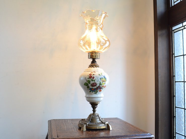 世界的に 大型ランプ フリルガラス陶器テーブルランプ - ガラス