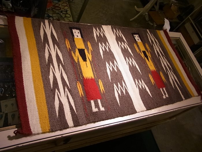 ナバホ族伝統工芸NAVAJO Rugナバホラグ・チェロ織物絨毯【ヒーリング 