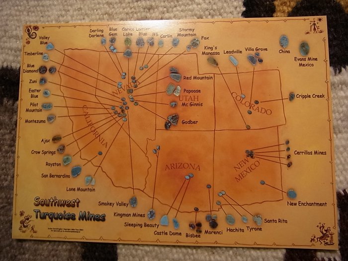 ＵＳＡポストカード【TURQUOISE Mines Map】ターコイズ鉱山の地図