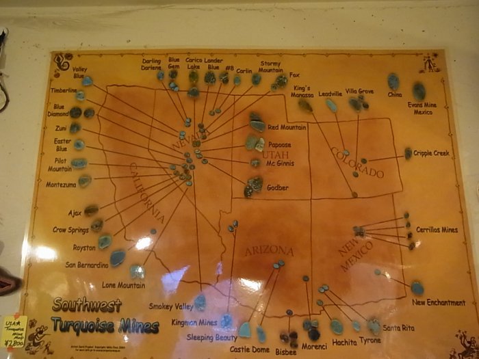 ＵＳＡラミネート・ポスター【TURQUOISE Mines Map】ターコイズ鉱山の