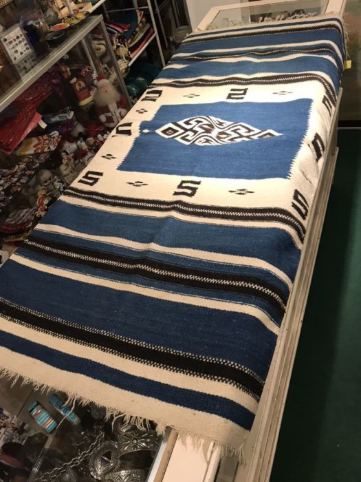 50-70sUSAビンテージ【CHIMAYO RUG/チマヨラグ】INDIGO-インディゴ藍染・レアデザイン　大きめサイズ　　21F22 -  Little Cloud - リトルクラウド 渋谷区恵比寿・代官山のインディアンジュエリー専門店