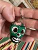 【MEXICO/メキシコ】ハンドメイド＜カラベラ/死者の日のお祭り＞タラベラ焼き・陶器　シュガースカル・骸骨　置物Ｓサイズ・グリーン　21N40