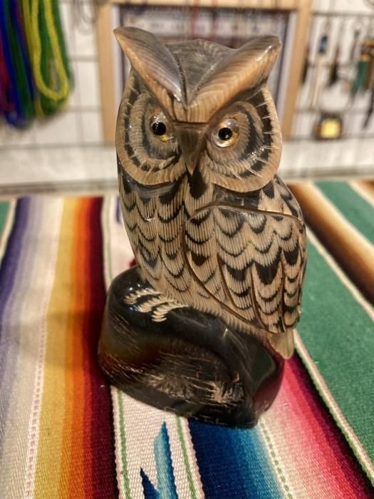 70sUSAビンテージ雑貨＜OWL/フクロウ・ミミズク＞南米製 水牛角・ホーン彫刻作品・置物 21N50 - Little Cloud -  リトルクラウド 渋谷区恵比寿・代官山のインディアンジュエリー専門店