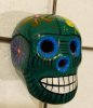 【MEXICO/メキシコ】ハンドメイド＜カラベラ/死者の日のお祭り＞タラベラ焼き・陶器　シュガースカル・骸骨　マグネット・置物Ｓサイズ・ダークグリーン　Y-3